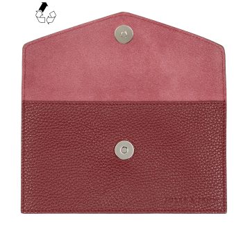 vue dessus pochette enveloppe cuir graine upcycle bordeaux jules & jenn