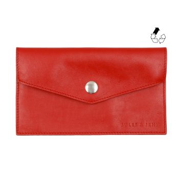 pochette enveloppe cuir upcycle rouge jules & jenn