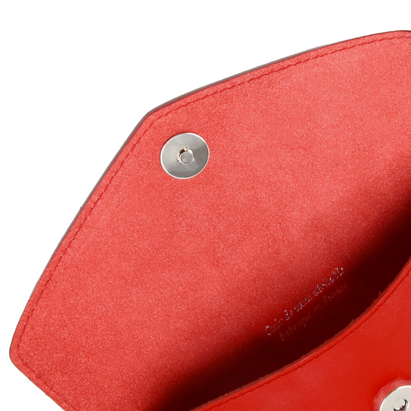 vue interieure pochette enveloppe cuir upcycle rouge jules & jenn