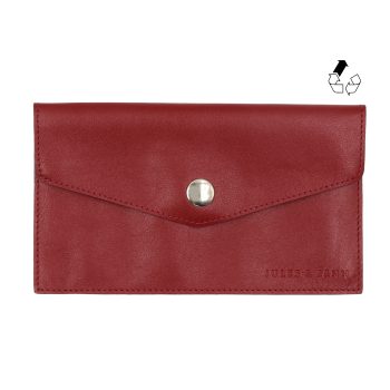 pochette enveloppe cuir upcycle rouge fonce jules & jenn