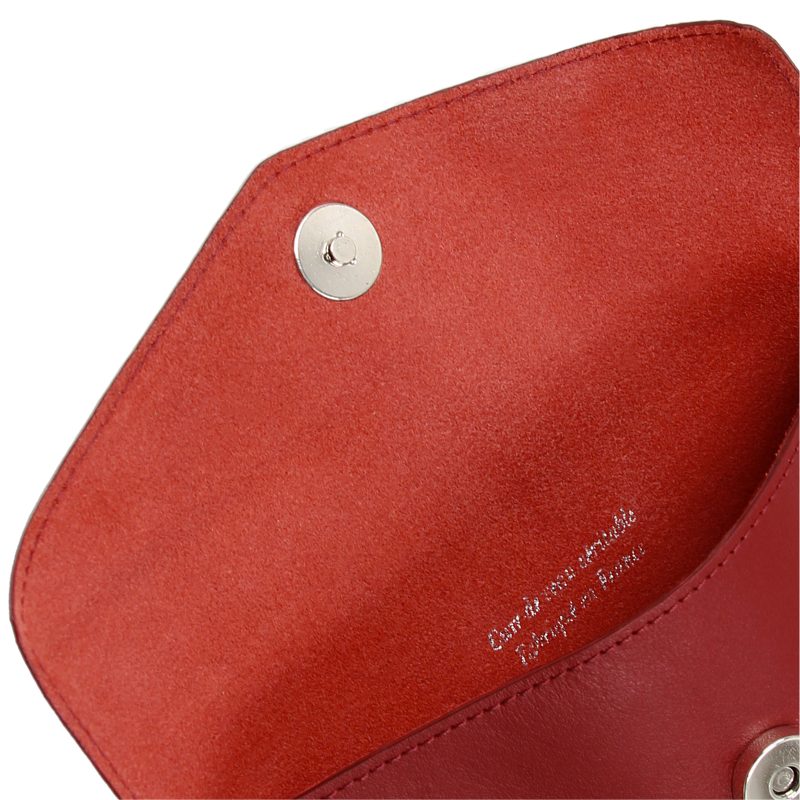 vue interieure pochette enveloppe cuir upcycle rouge fonce jules & jenn