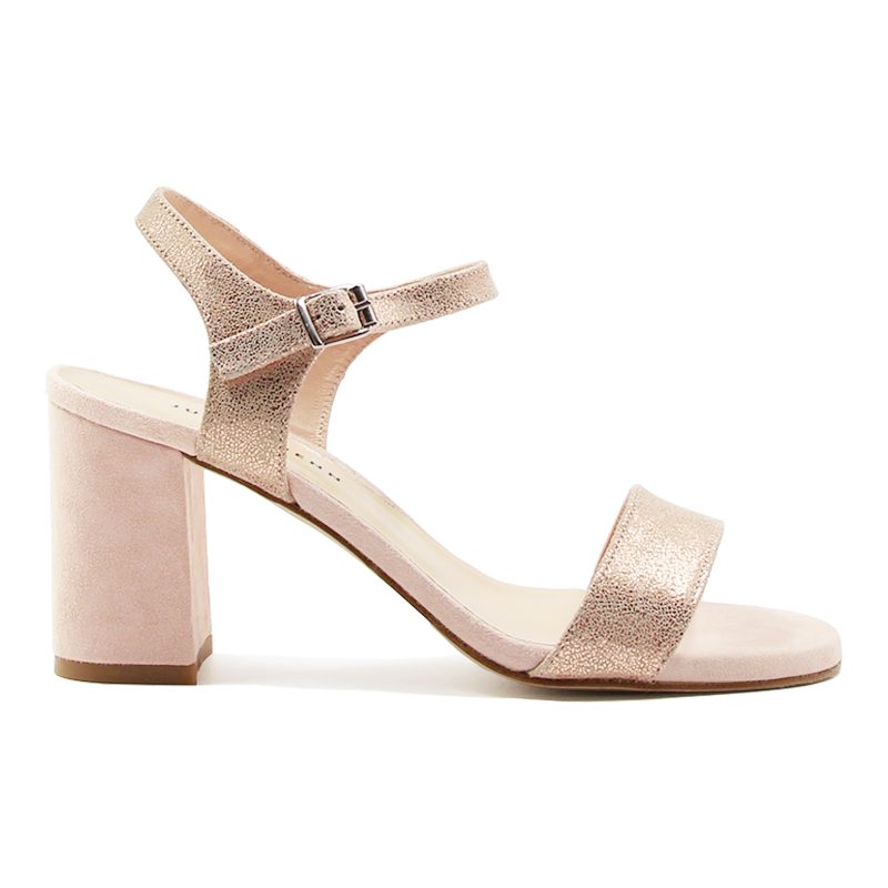 vues profil sandales talon cuir champagne jules & jenn