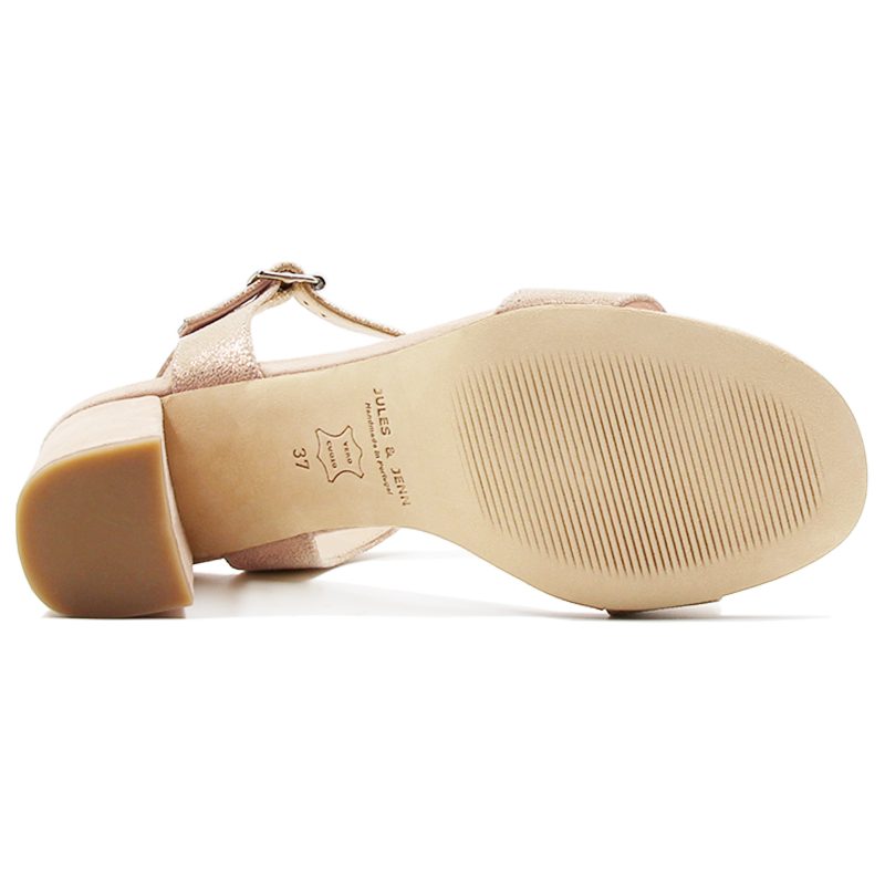 vue dessous sandales talon cuir champagne jules & jenn