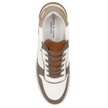 vue dessus baskets leo cuir blanc camel jules & jenn