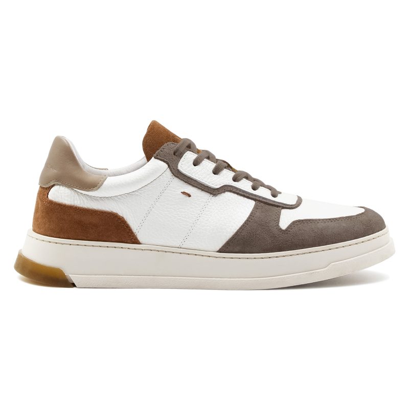 vue profil baskets leo cuir blanc camel jules & jenn