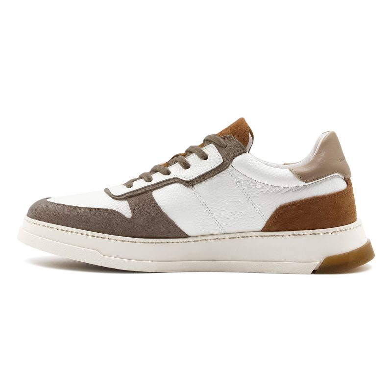 vue interieure baskets leo cuir blanc camel jules & jenn