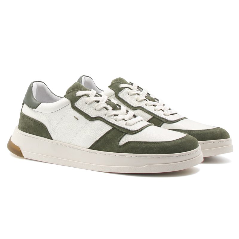 baskets leo cuir blanc kaki jules & jenn