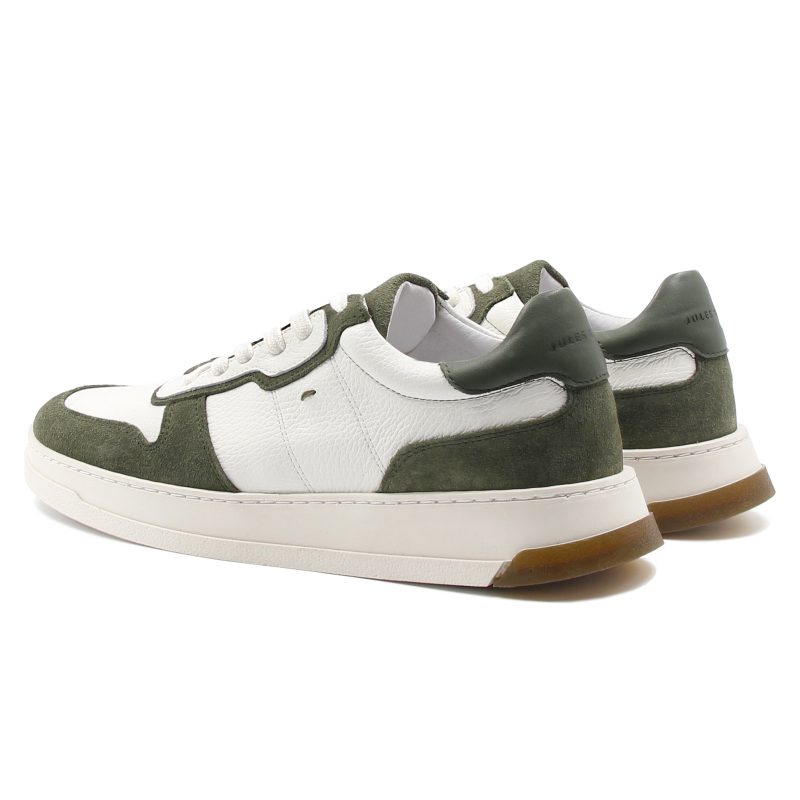 vue arriere baskets leo cuir blanc kaki jules & jenn