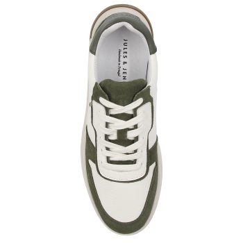 vue dessus baskets leo cuir blanc kaki jules & jenn