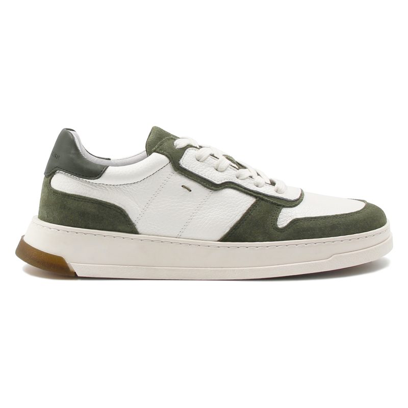 vue profil baskets leo cuir blanc kaki jules & jenn