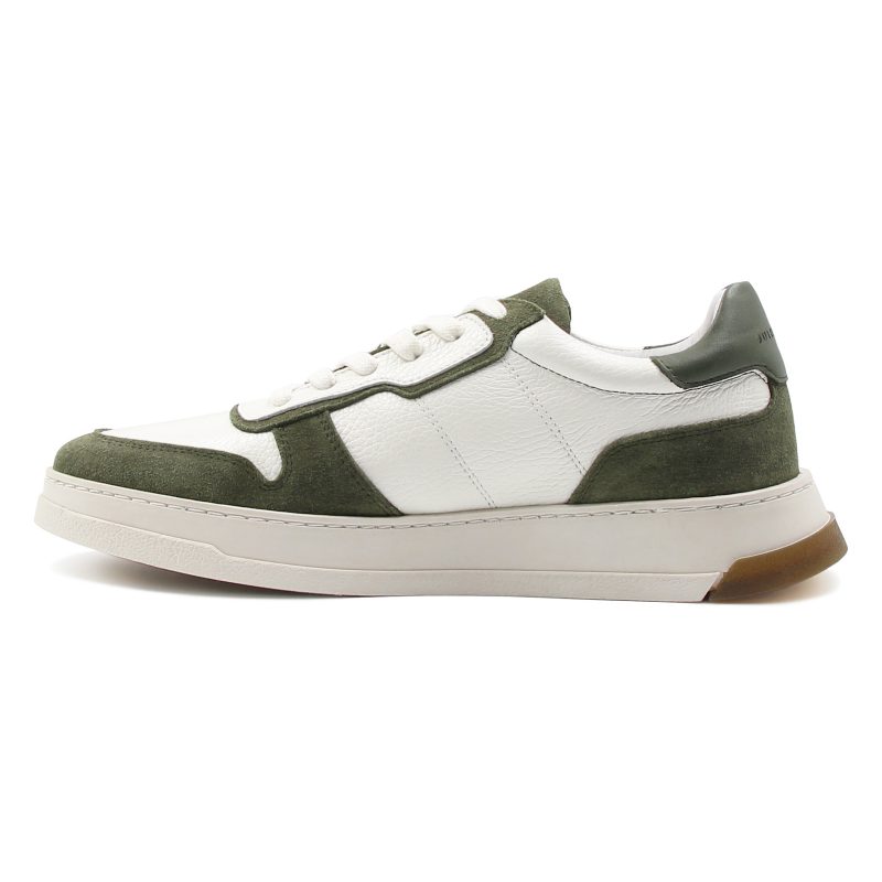 vue interne baskets leo cuir blanc kaki jules & jenn