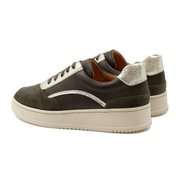 vue arriere baskets vintage cuir kaki dore jules & jenn
