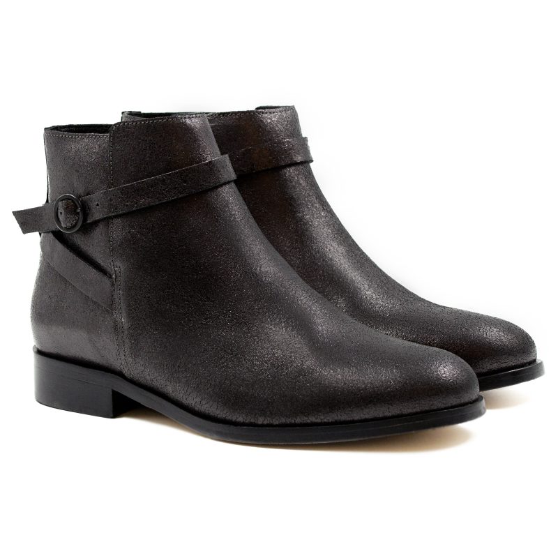bottines cavalieres plates cuir irise noir jules jenn