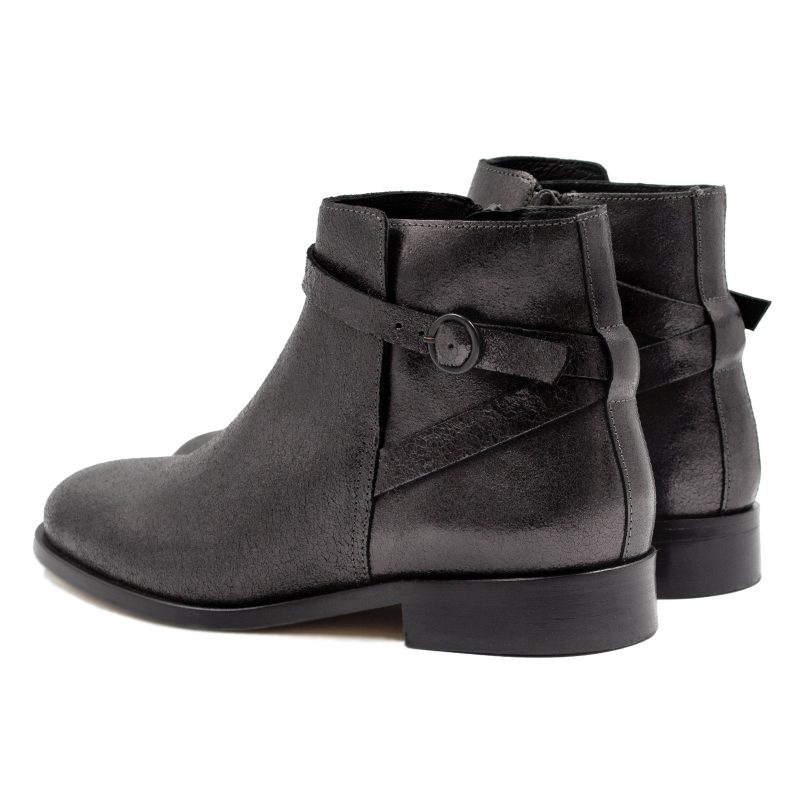 vue arriere bottines cavalieres plates cuir irise noir jules jenn