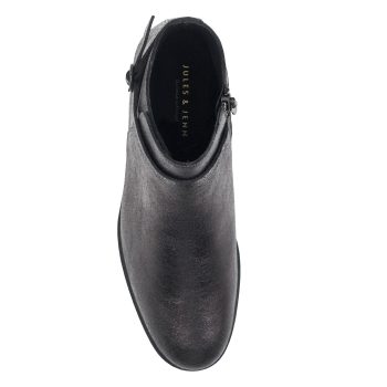 vue dessus bottines cavalieres plates cuir irise noir jules jenn