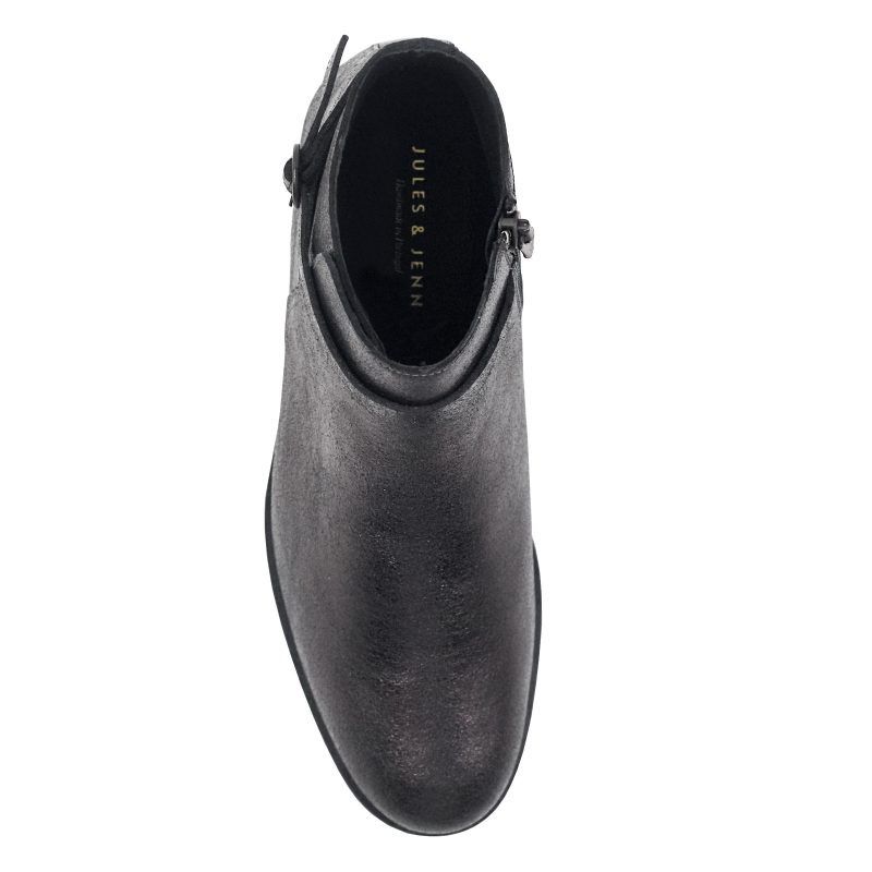 vue dessus bottines cavalieres plates cuir irise noir jules jenn