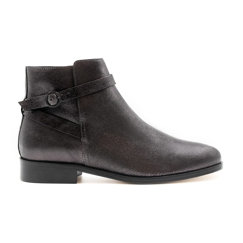 vue profil bottines cavalieres plates cuir irise noir jules jenn