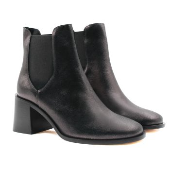 bottines chelsea talon cuir irise noir jules & jenn