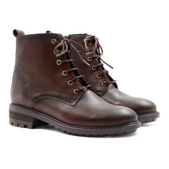 bottines plates lacets cuir marron jules & jenn