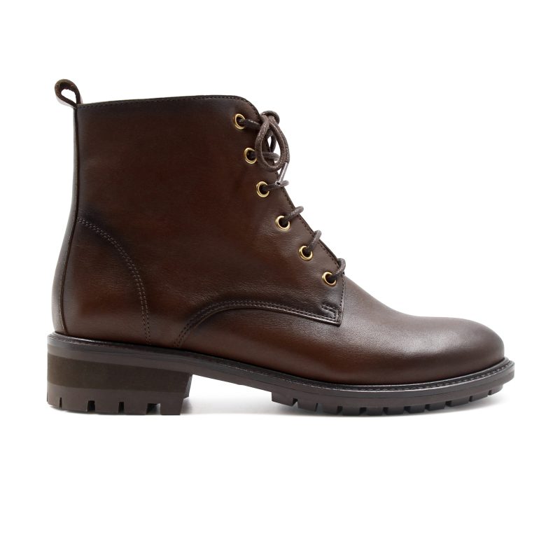vue profil bottines plates lacets cuir marron jules & jenn