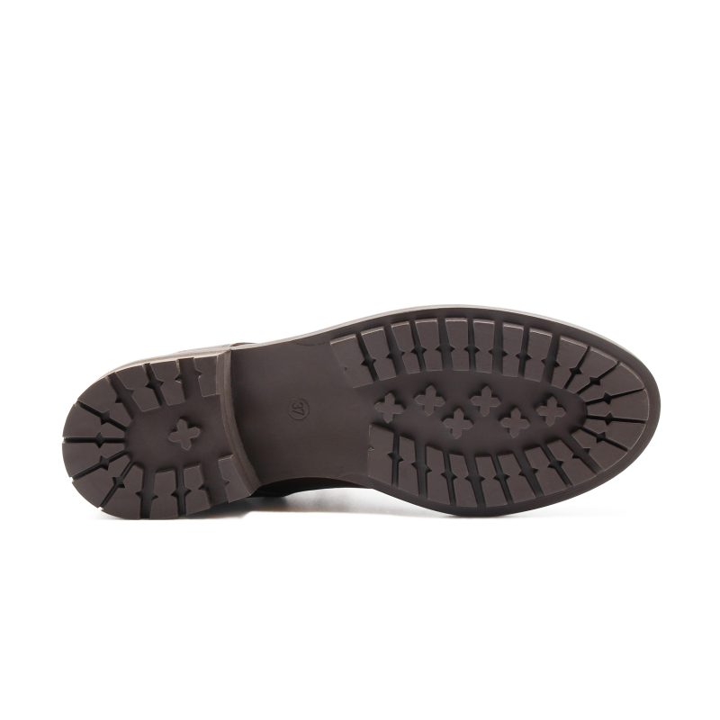 vue dessous bottines plates lacets cuir marron jules & jenn