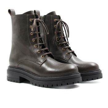 bottines ranger crantees cuir kaki jules & jenn