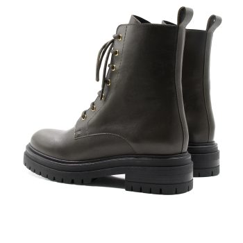 vue arriere bottines ranger crantees cuir kaki jules & jenn