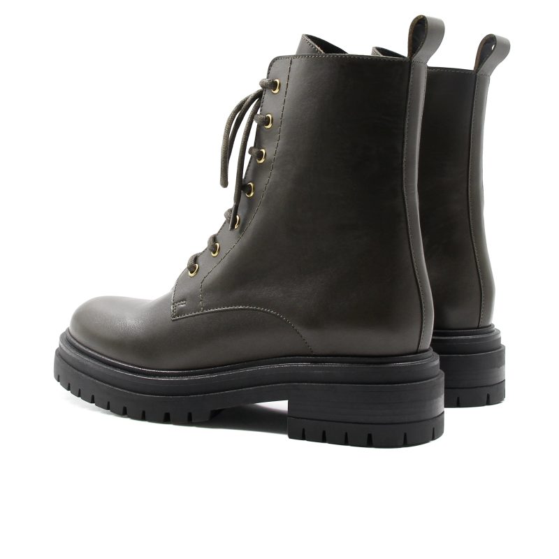 vue arriere bottines ranger crantees cuir kaki jules & jenn