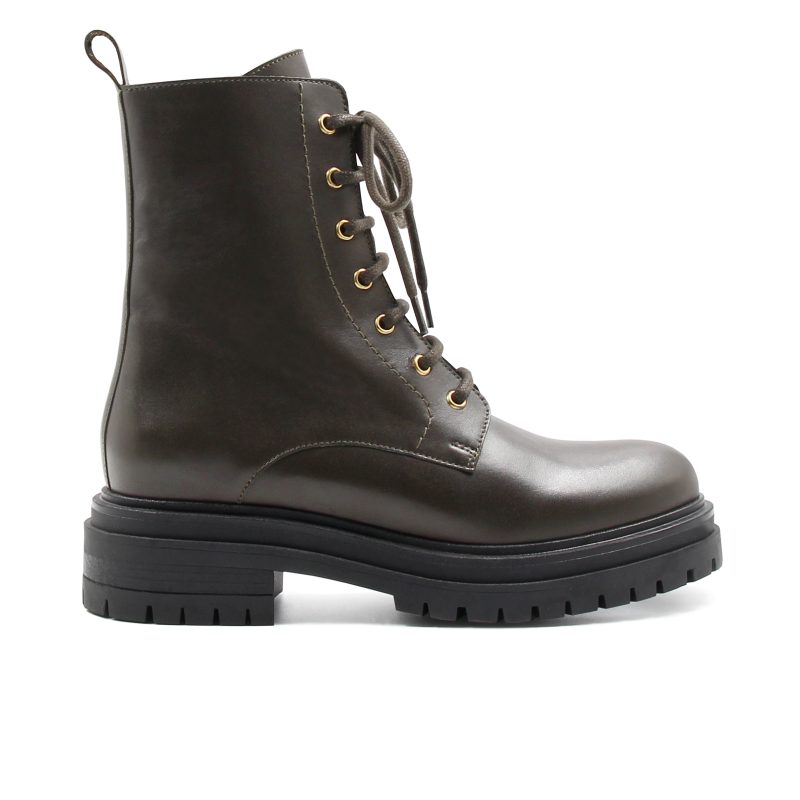 vue profil bottines ranger crantees cuir kaki jules & jenn