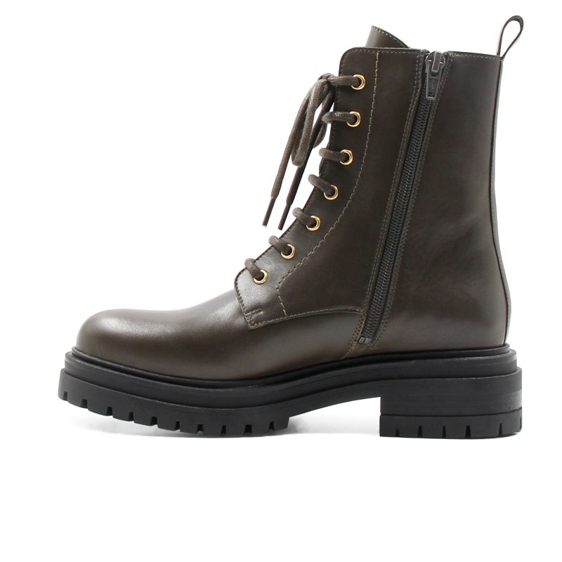 vue interne bottines ranger crantees cuir kaki jules & jenn
