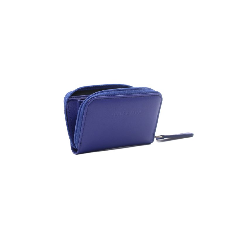 vue profil porte monnaie cuir bleu royal jules & jenn
