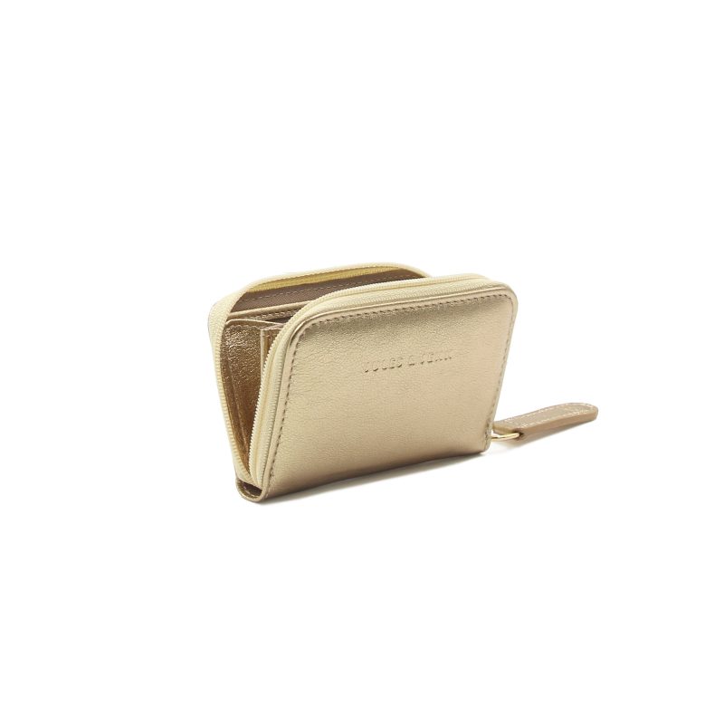 vue profil porte monnaie cuir metallise dore jules & jenn