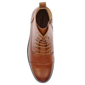 vue dessus ranger boots cuir graine camel jules & jenn