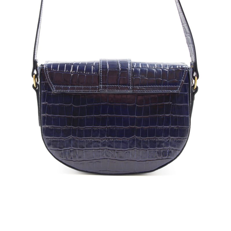 vue arriere sac boucle cuir imprime crocodile bleu jules & jenn