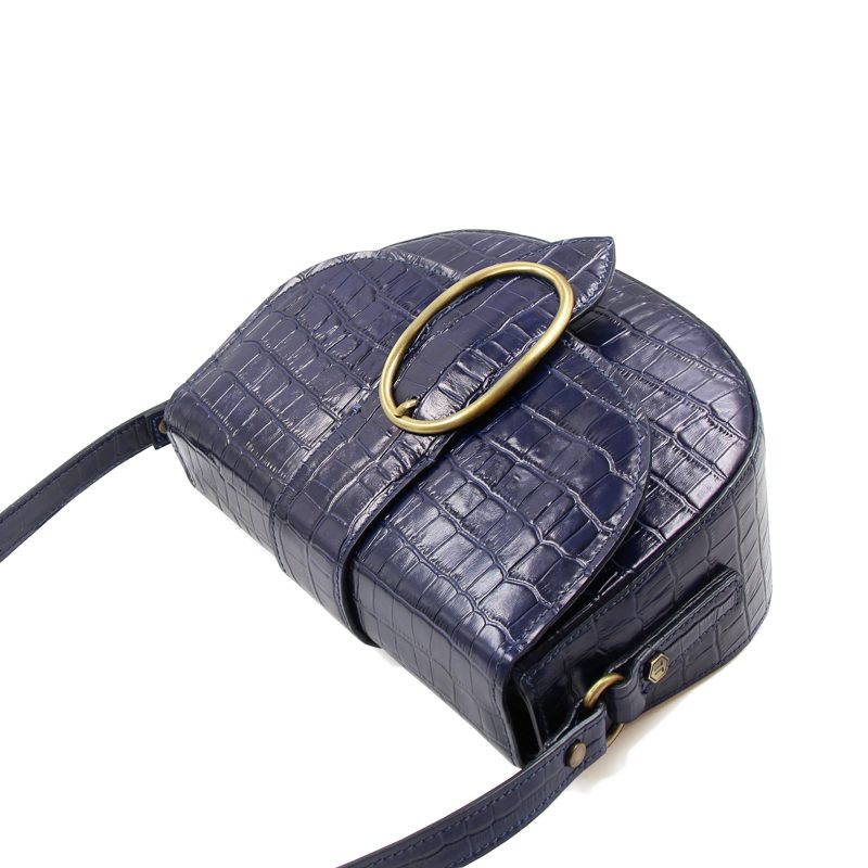 vue dessus sac boucle cuir imprime crocodile bleu jules & jenn