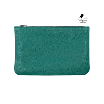pochette cuir graine upcycle vert moyen modele jules & jenn
