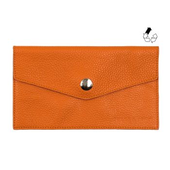 pochette enveloppe cuir graine upcycle orange jules & jenn