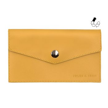 pochette enveloppe cuir upcycle moutarde jules & jenn