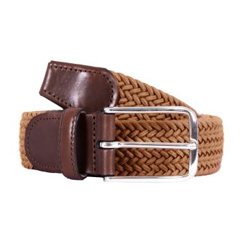ceinture tressee homme polyester et cuir cognac jules & jenn