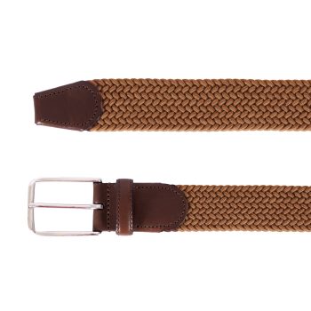 vue dessus ceinture tressee homme polyester et cuir cognac jules & jenn