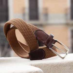 vue posee ceinture tressee homme polyester et cuir cognac jules & jenn