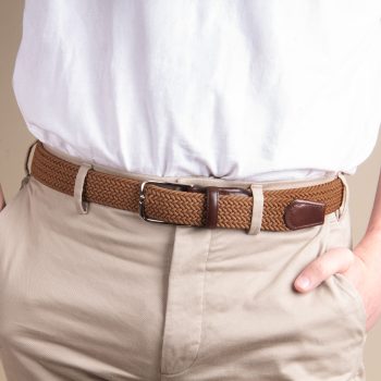 vue situation 1 ceinture tressee homme polyester et cuir cognac jules & jenn