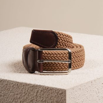 vue situation 2 ceinture tressee homme polyester et cuir cognac jules & jenn