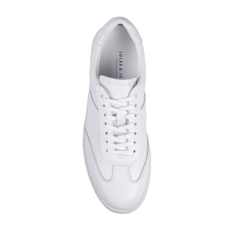 vue dessus tennis lacet cuir graine blanc jules & jenn