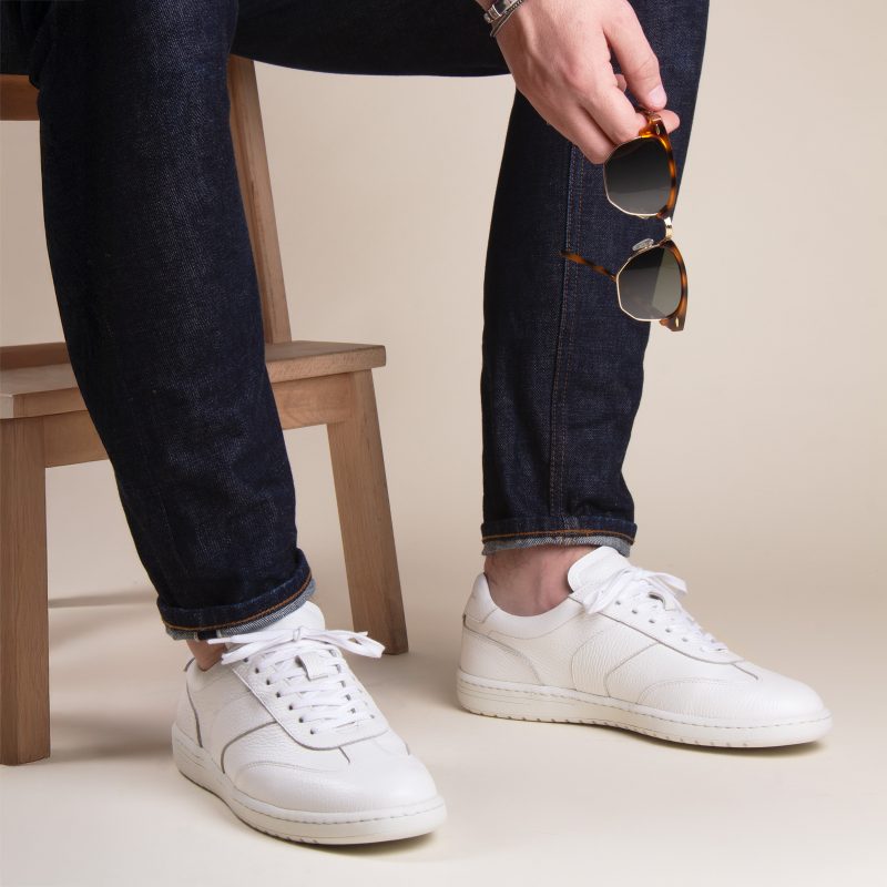 vue situation 1 tennis lacet cuir graine blanc jules & jenn