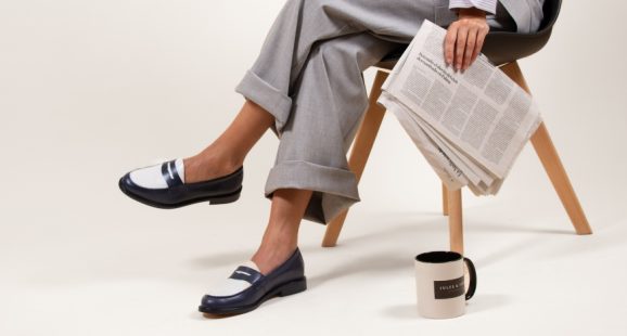 mocassins cuir cognac et blanc jules & jenn
